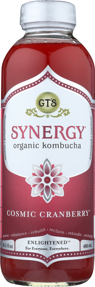 GT ENLIGHTENED KOMBUCHA: Synergy Cosmic Cranberry Drink, 16 Oz