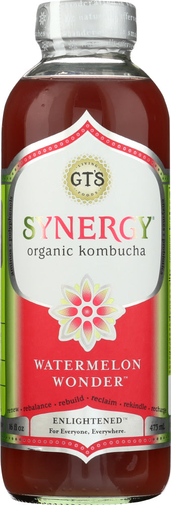 GT'S ENLIGHTENED KOMBUCHA: Synergy Organic Kombucha Watermelon Wonder, 16 oz