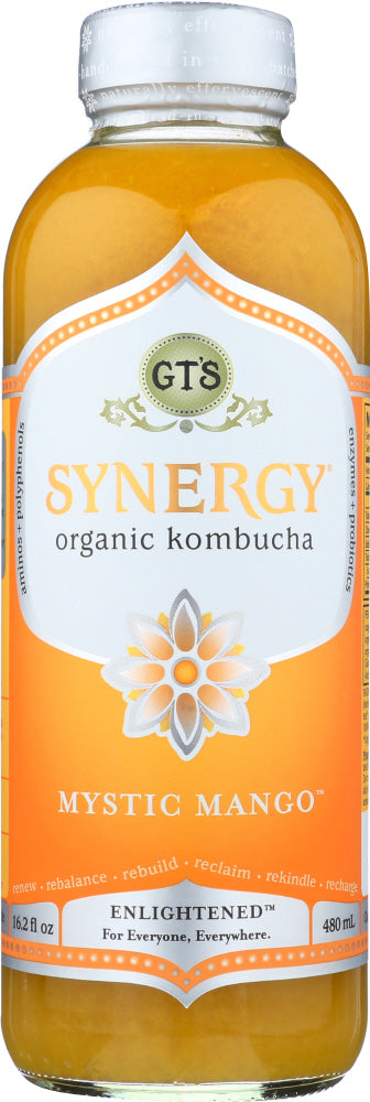 GT'S ENLIGHTENED KOMBUCHA: Synergy Organic and Raw Kombucha Mystic Mango, 16 Oz