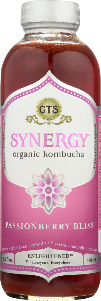 GTS ENLIGHTENED: Synergy Organic and Raw Kombucha Passionberry Bliss, 16 oz