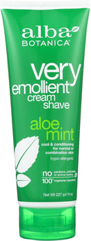 ALBA BOTANICA: Very Emollient Cream Shave Aloe Mint, 8 Oz