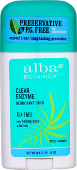 ALBA BOTANICA: Clear Enzyme Deodorant Stick Tea Tree, 2.5 oz