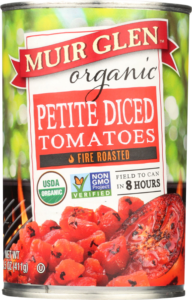 MUIR GLEN: Tomato Fire Roasted Diced Petite, 14.5 oz