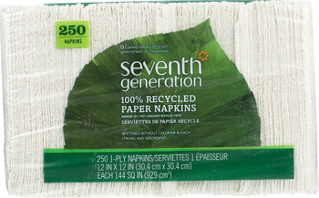 SEVENTH GENERATION: Napkins 1-Ply White, 250 Count