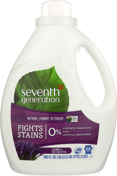 SEVENTH GENERATION: Natural Liquid Laundry Detergent Blue Eucalyptus & Lavender, 100 oz