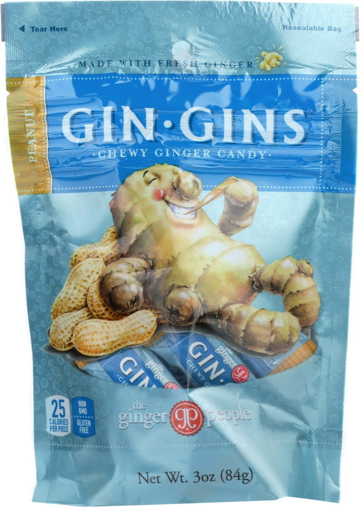 GINGER PEOPLE: Gin Gins Peanut Chewy Ginger Candy, 3 oz