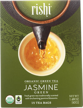 RISHI TEA: Jasmine Green Tea 15 Tea Bags, 42 gm