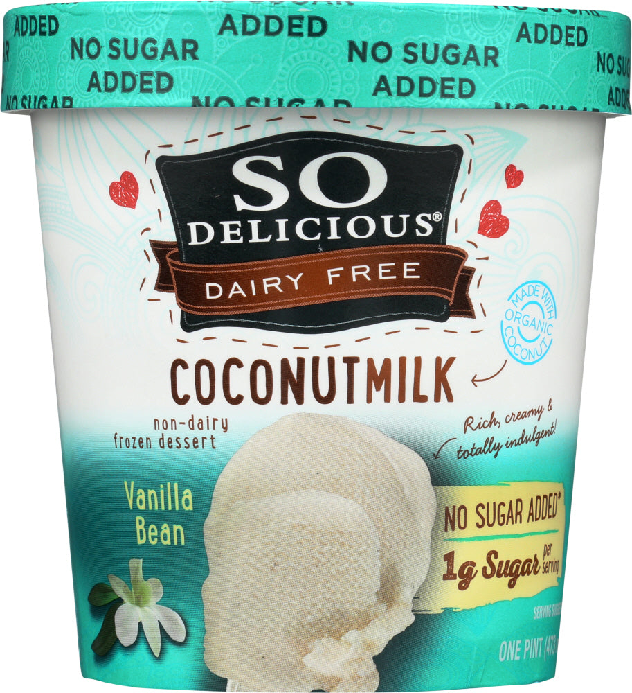 SO DELICIOUS: Frozen Dessert No Sugar Added Vanilla Bean, 16 oz