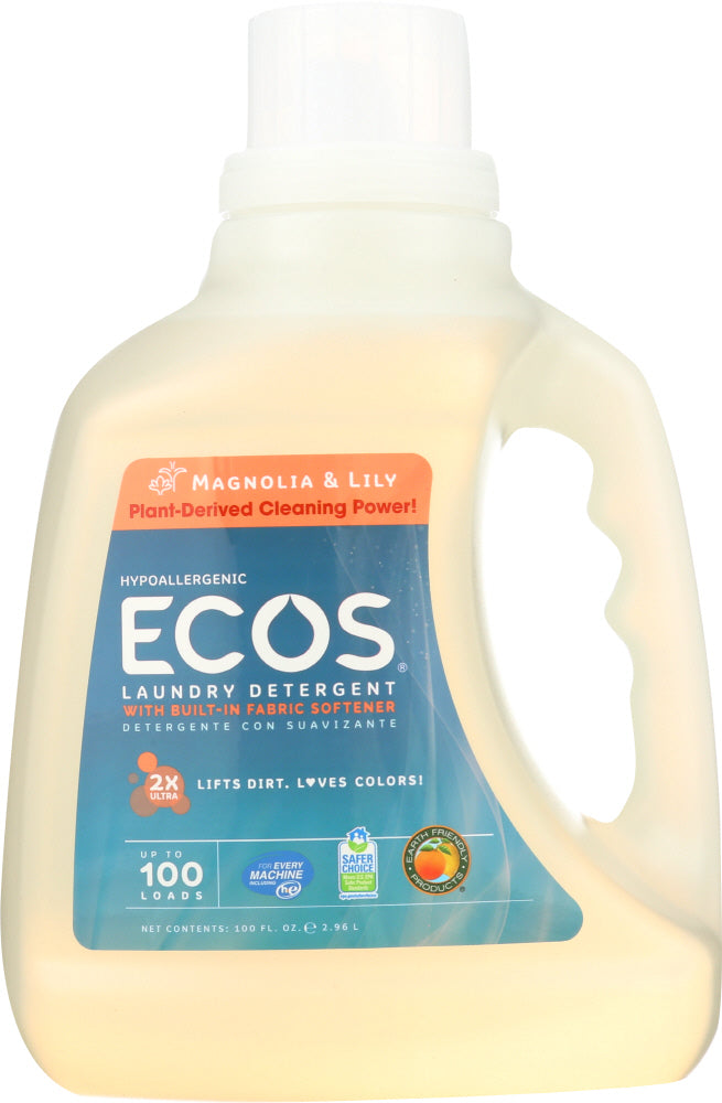 EARTH FRIENDLY: Ecos 2x Ultra Liquid Laundry Detergent Magnolia and Lily, 100 oz