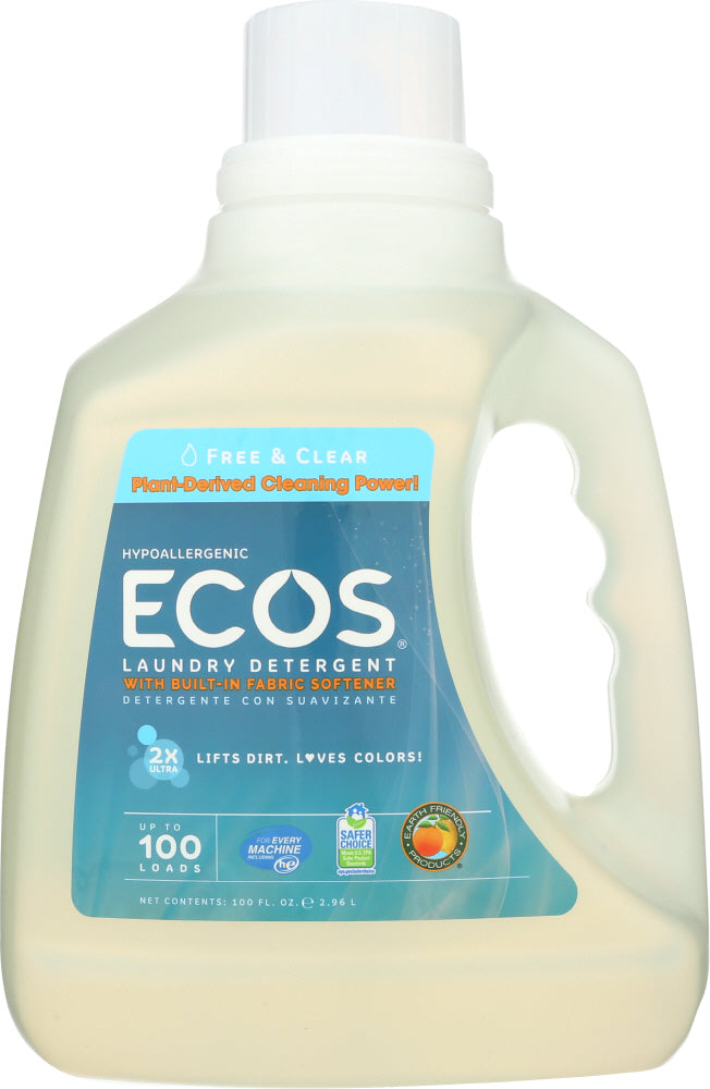 EARTH FRIENDLY: Ecos 2x Ultra Laundry Detergent Free and Clear, 100 oz