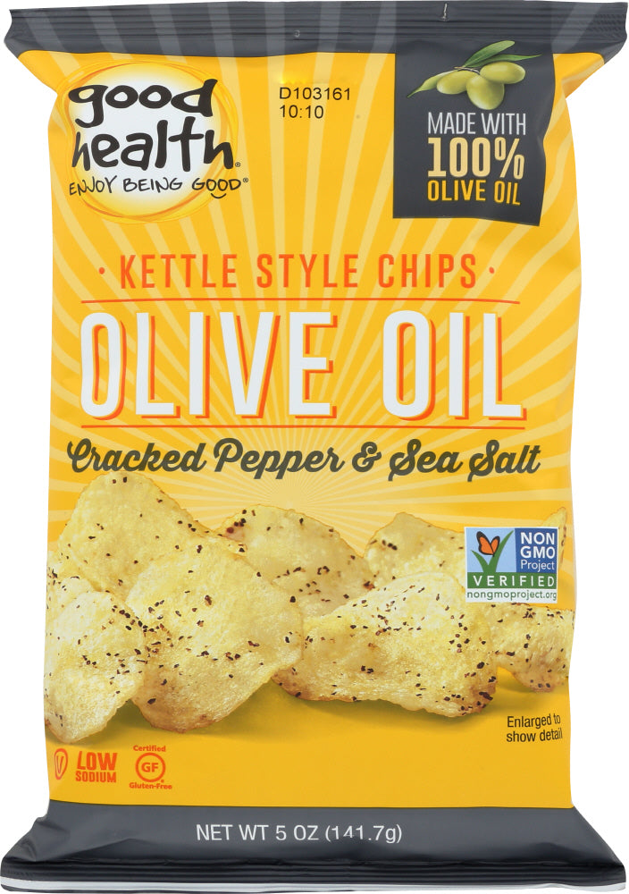 GOOD HEALTH: Kettle Chips Olive Oil Cracked Pepper and Sea Salt, 5 oz