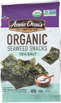 ANNIE CHUNS: Organic Seaweed Snacks, Sea Salt, 0.35 oz