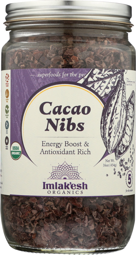 IMLAKESH ORGANICS: Cacao Nibs Organic, 16 oz