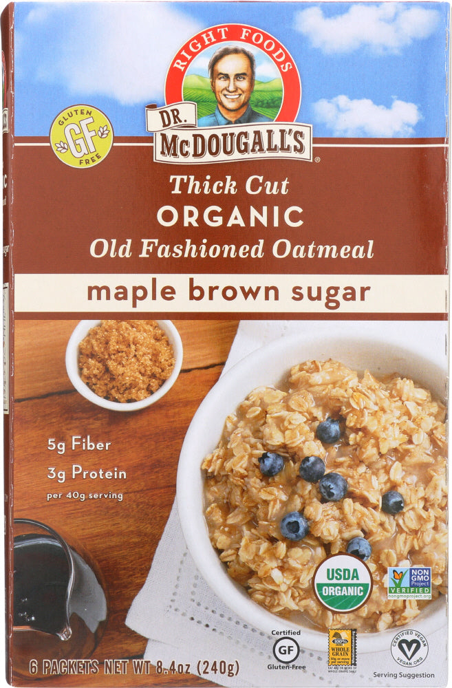 DR MCDOUGALLS: Organic Maple Brown Sugar Old Fashioned Oatmeal, 8.4 oz