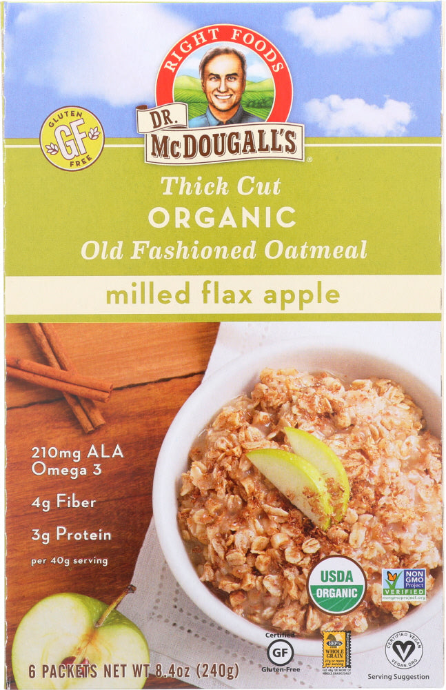 DR MCDOUGALLS: Organic Milled Flax Apple Oatmeal, 8.4 oz