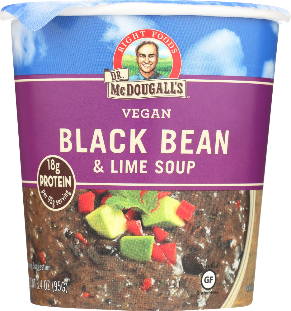 DR MCDOUGALLS: Big Cup Vegan Soup Black Bean and Lime, 3.4 oz