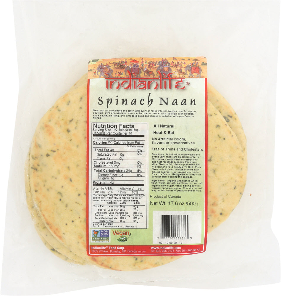 INDIANLIFE: Spinach Naan - Non GMO, 500 gm