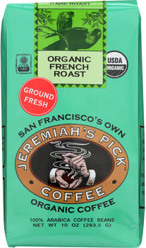 JEREMIAHS PICK COFFEE: French Roast Ground Coffee Organic, 10 oz