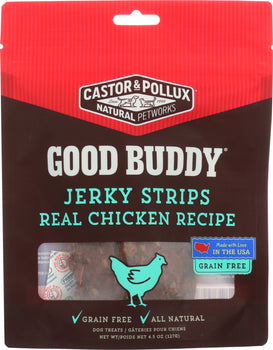 CASTOR & POLLUX: Dog Treat Good Buddy Jerky Strip Chicken, 4.5 oz