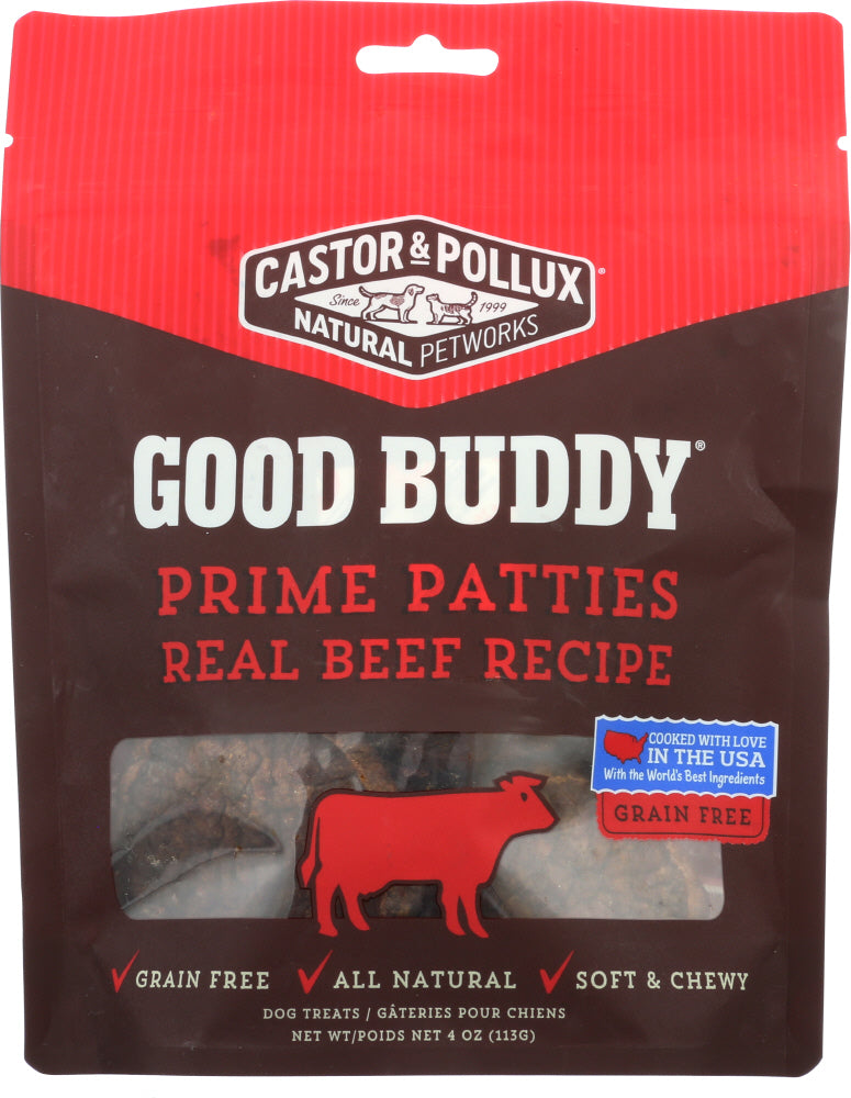 CASTOR & POLLUX: Good Buddy Prime Patties Dog Treats Real Beef Recipe, 4 oz