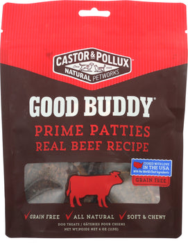 CASTOR & POLLUX: Dog Treat Good Buddy Patties Beef, 4 oz