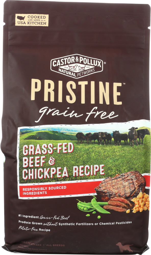 CASTOR & POLLUX: Pristine Grain Free Grass Fed Beef & Chickpea Recipe, 4 lb