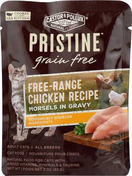 CASTOR & POLLUX: Pristine Grain Free Free-Range Chicken Recipe Morsels In Gravy, 3 oz