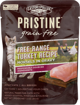 CASTOR & POLLUX: Cat Food Can Pristine Grain Free Turkey Morsel, 3 oz