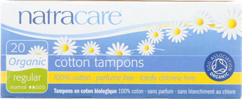 NATRACARE: Organic Cotton Tampons Regular without Applicator, 20 Tampons