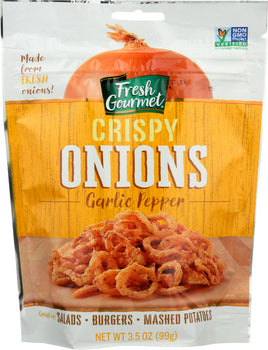 FRESH GOURMET: Crispy Onions Garlic Pepper, 3.5 Oz