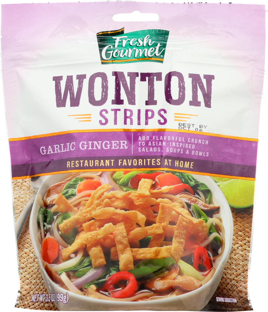 FRESH GOURMET: Wonton Strips Garlic Ginger, 3.5 Oz