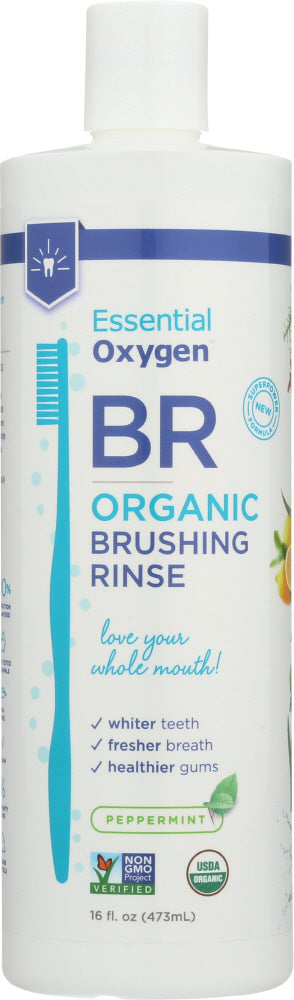 ESSENTIALOXYGEN: Organic Brushing Rinse Peppermint, 16 oz