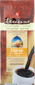 TEECCINO: Mediterranean Herbal Coffee Hazelnut Medium Roast Caffeine Free, 11 oz