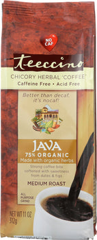 TEECCINO: Herbal Coffee Mediterranean Java Medium Roast Caffeine-Free, 11 oz