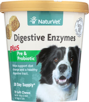 NATURVET: Digestive Enzymes Soft Chew, 70 tb