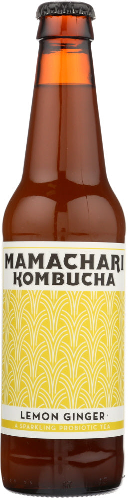 MAMACHARI KOMBUCHA: Lemon Ginger Kombucha, 12 fl oz