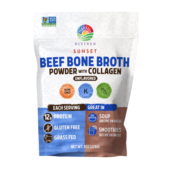 DIVIDED SUNSET: Bone Broth Beef Pwdr, 8 oz