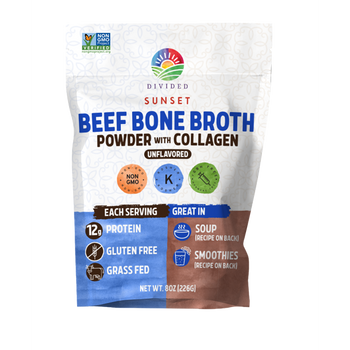 DIVIDED SUNSET: Bone Broth Beef Pwdr, 8 oz