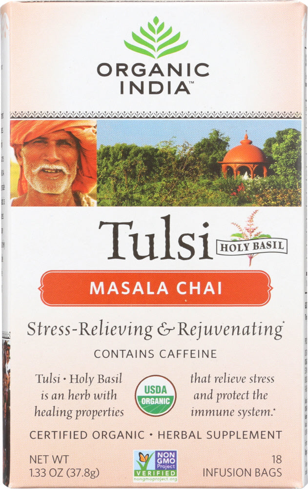 ORGANIC INDIA: Tulsi Masala Chai Tea, 18 Tea Bags, 1.33 oz