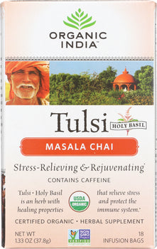 ORGANIC INDIA: Tulsi Masala Chai Tea, 18 Tea Bags, 1.33 oz