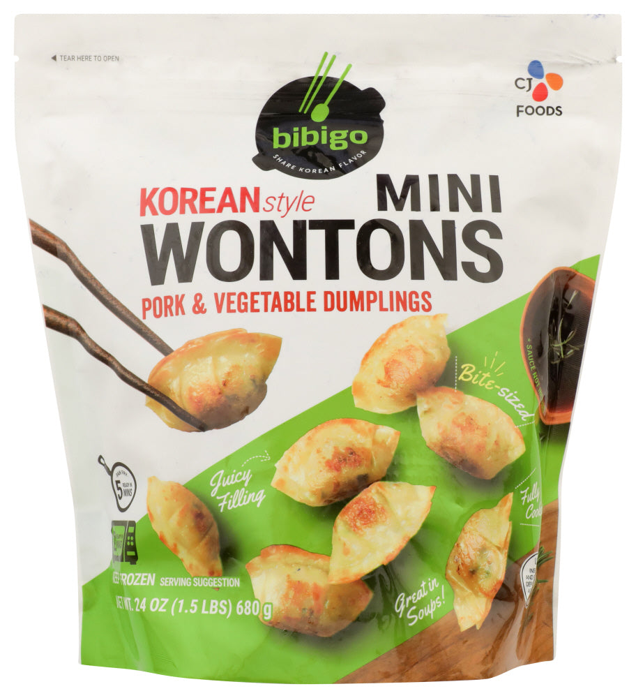 BIBIGO: Korean Style Mini Wontons Pork and Vegetable Dumplings, 24 oz