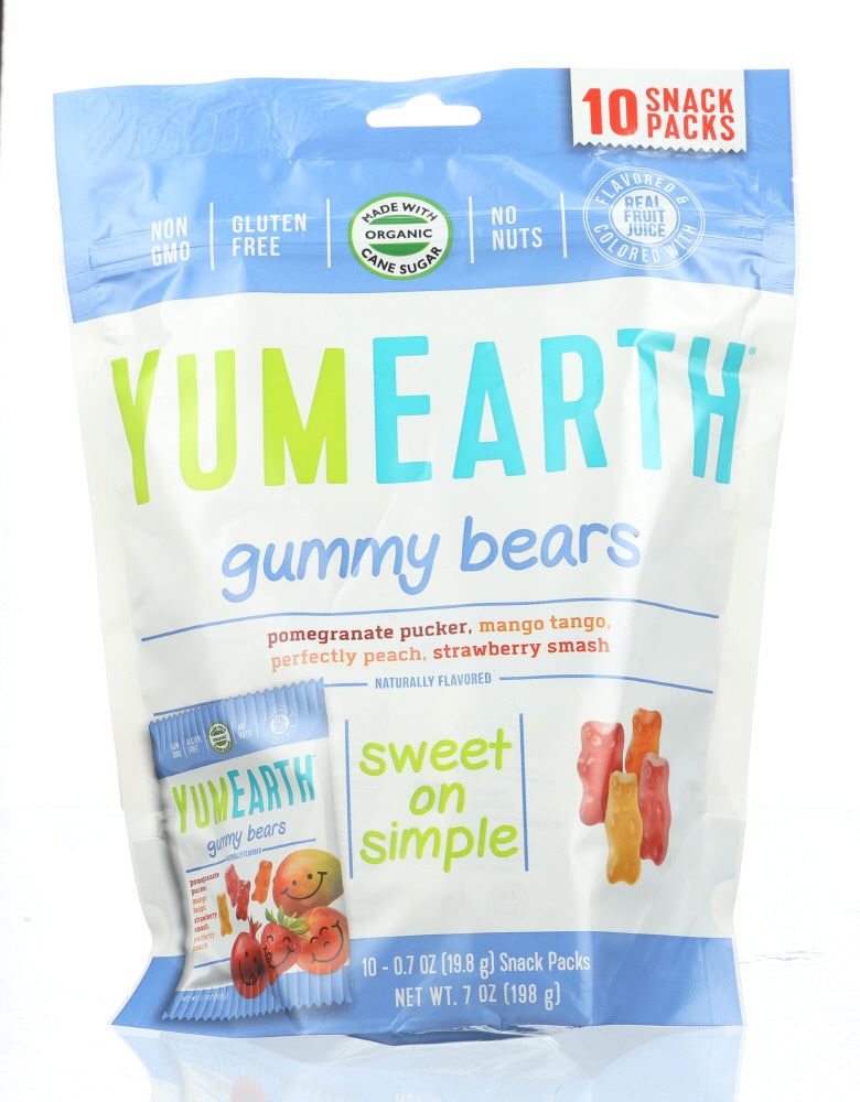 YUMEARTH ORGANICS: Gummy Bears 10 Snack Packs, 7 oz