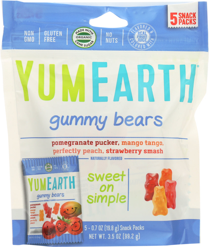 YUMEARTH ORGANICS: Gummy Bears 5 Snack Packs, 3.5 oz