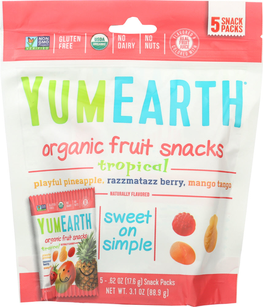 YUMMYEARTH: Fruit Snack Tropical 5 ct, 3.1 oz