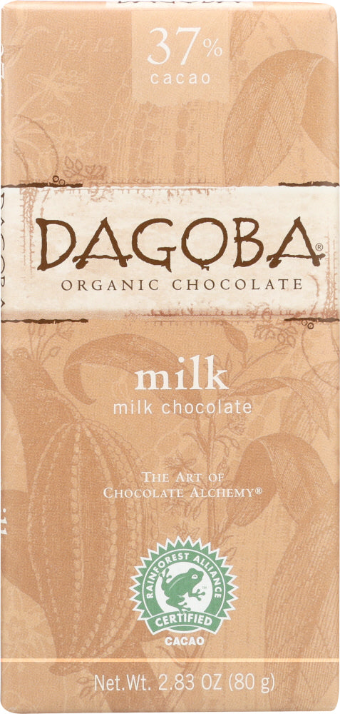 DAGOBA: Organic Chocolate Milk Chocolate Bar, 2.83 oz