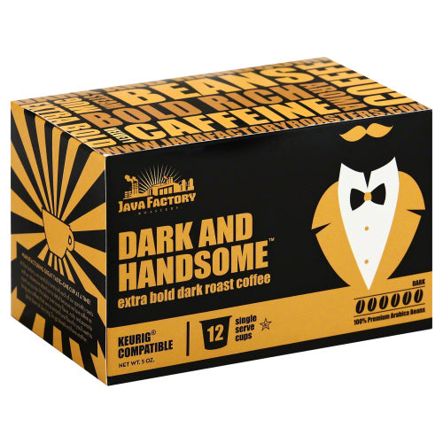 JAVA FACTORY: Coffee Dark Roast Dark and Handsome, 12 pc