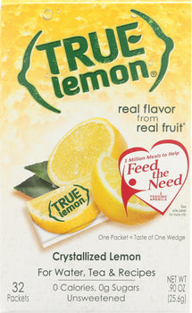 TRUE LEMON: Crystallized Lemon 32 Packets, 0.9 oz