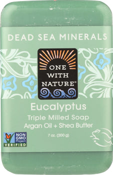 ONE WITH NATURE: Triple Milled Soap Bar Eucalyptus Argan Oil + Shea Butter, 7 oz