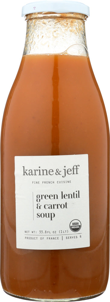 KARINE & JEFF: Soup Green Lentils Carrot Organic, 33.8 oz