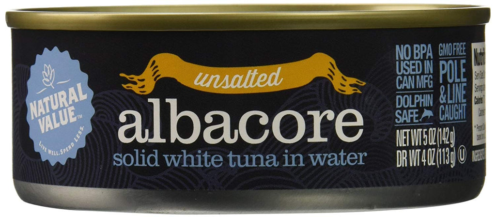 NATURAL VALUE: Albacore Tuna in Water Unsalted, 5 oz